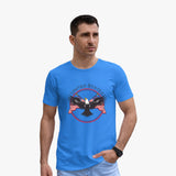 Organic cotton tees for men eagle graphic with model - marina