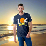 losangels graphic navyblue tee with model