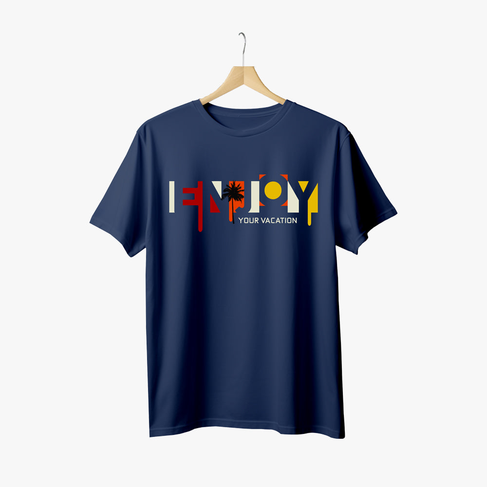 enjoy graphic  navyblue blank T-shirt