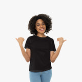 Supersoft Cotton  womens Crew neck black T-shirt with model