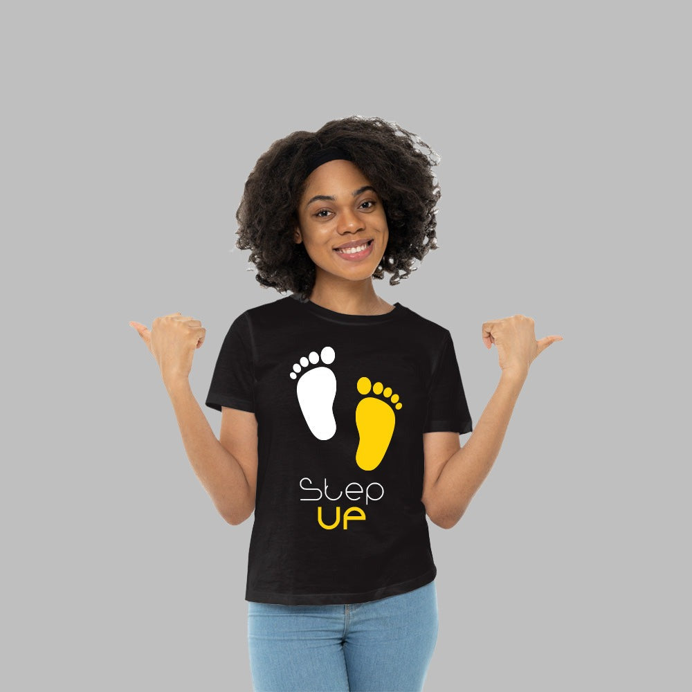 stepup womens  graphic tee with model