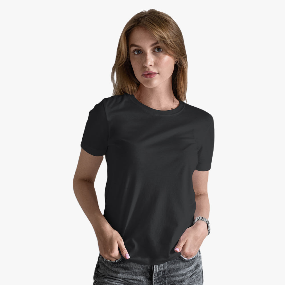 Supersoft Round Neck Blank T-shirt | Womens blank t shirt - Black