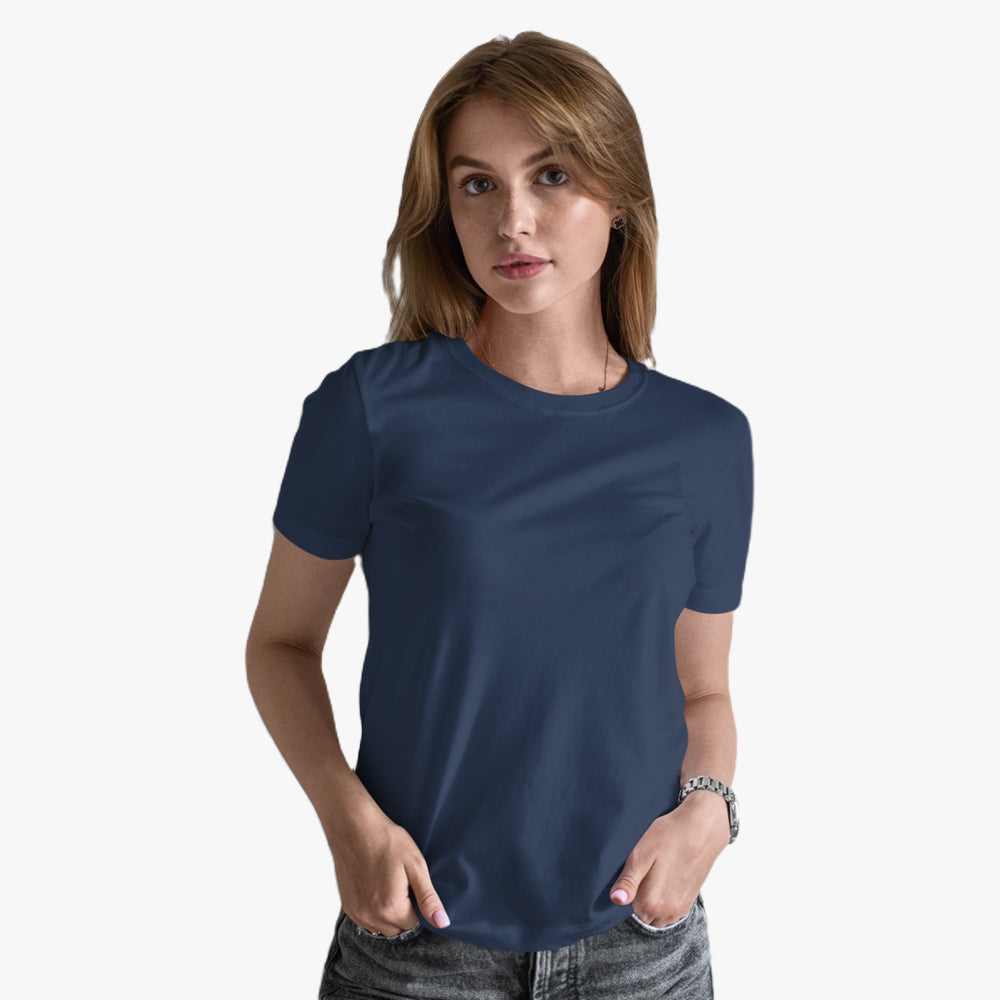 Supersoft Blank T-shirt for Women | Short Sleeve Round Neck Blank Tees - Navy blue