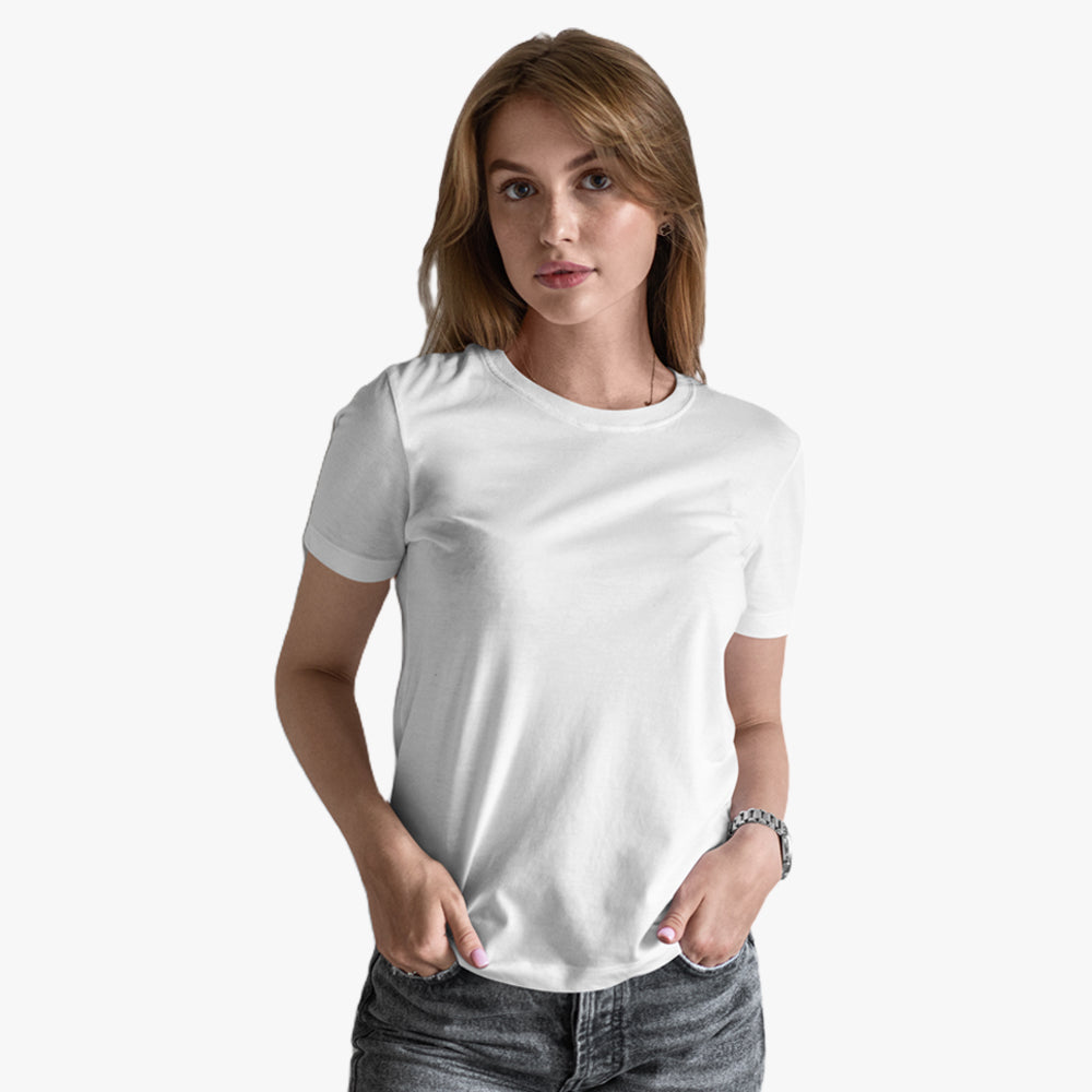 Supersoft Round Neck Blank T shirt | Regular fit Womens blank tees - White